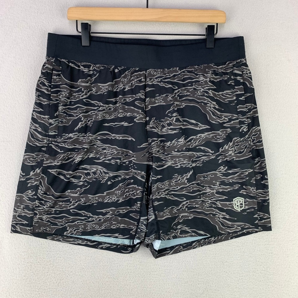Born Primitive Training Shorts Mens 2XL Black Tiger Camo Athletic 7 Inch Inseam